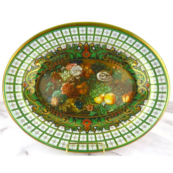 Vintage Daher Decorated Ware Tin Tray Floral Fruit Still Life Made in England - Picture 12 of 12